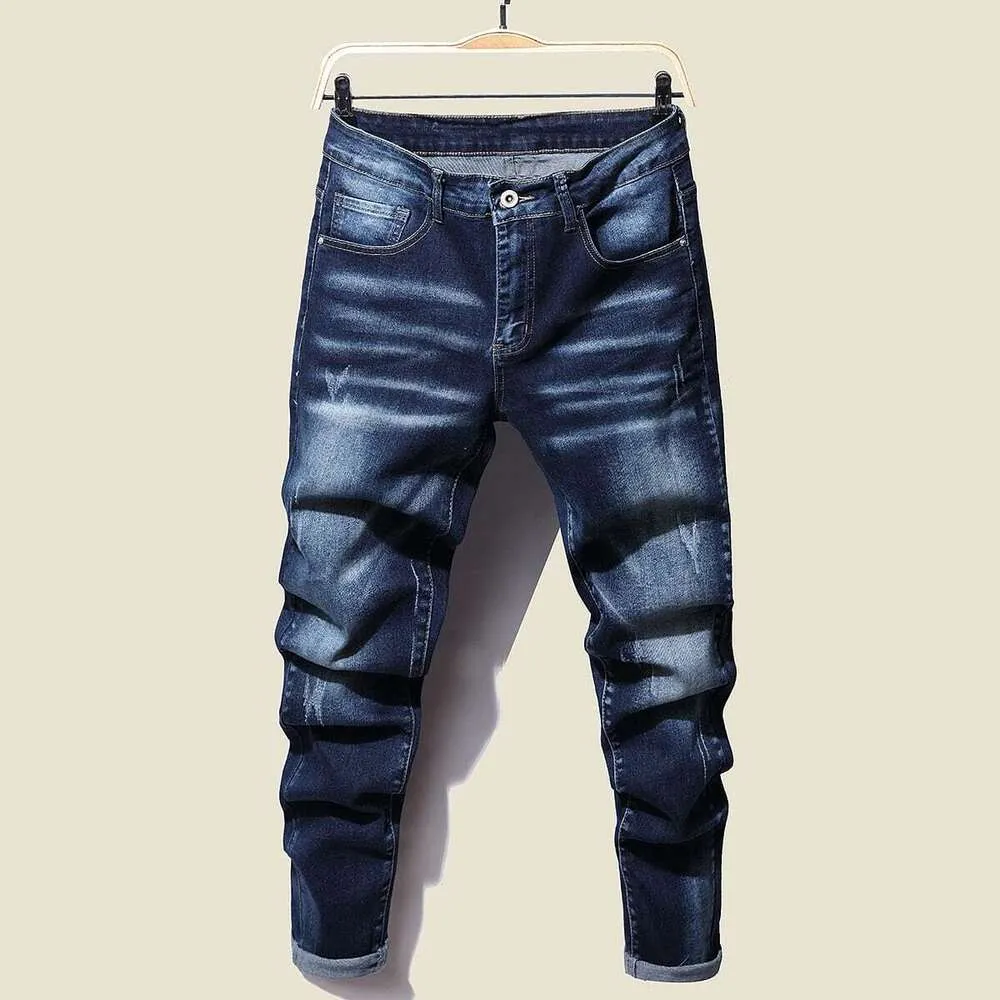 Jean extensible coupe régulière pour hommes, pantalon classique en Denim, bleu foncé, gris, décontracté, à la mode, nouvelle collection 2022