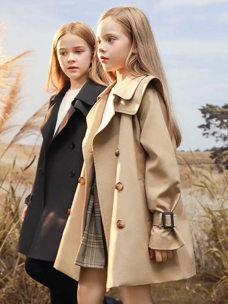 3 14 år Spring Autumn Girls Windbreaker Trench Coat Windsectois