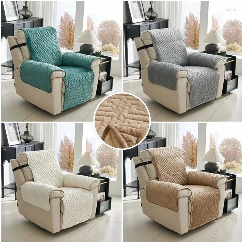 Housses de chaise Housse de canapé inclinable de couleur unie Anti-dérapant matelassé Fauteuil Siège Housse Chien Animal de compagnie Anti-poussière Canapé Coussin Tapis Salon Maison