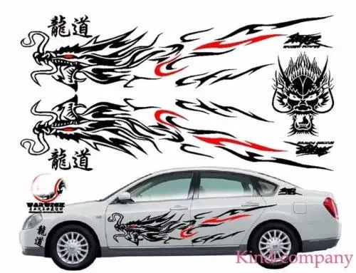 Aufkleber 1Set Schwarz für die meisten Auto -LKW -Auto -Sport -Power Chinese Totem Dragon Grafik Seitenaufkleber Körperhaube Aufkleber