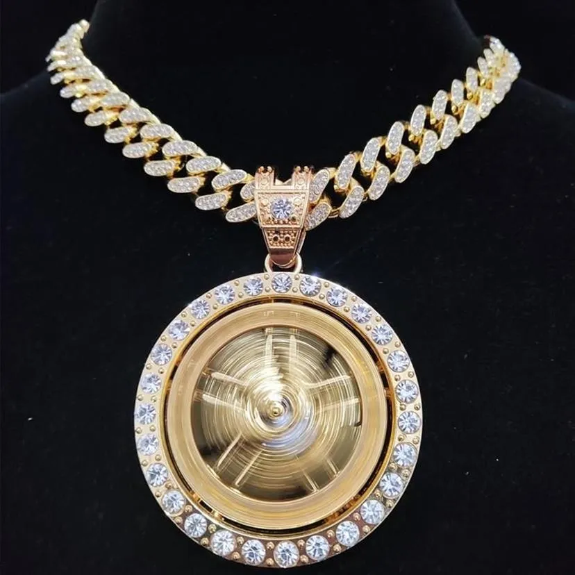 Kolye Kolyeler Erkekler Hip Hop Buzlu Bling Dönebilir Kolye 13mm Kristal Küba Zinciri Hiphop Moda Takı Mücevherleri228a