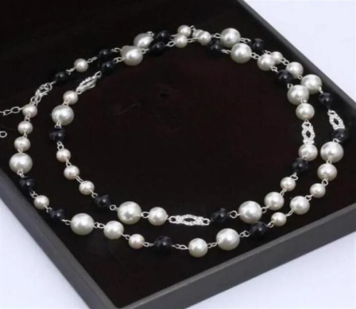 Style de luxe Designer Bijoux Collier perles naturelles collier pour femmes longue chaîne de pull élégant bijoux de mode accessoires1853558989