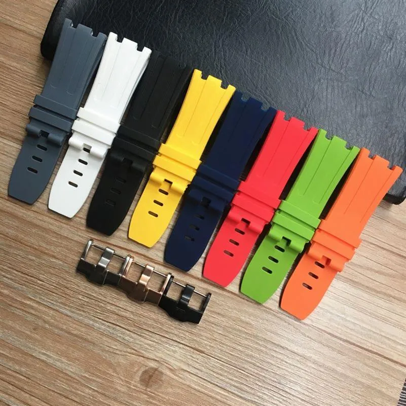 28mm 남성용 시계 고무 감시 대역 클래스 버클 스트랩 팔찌 15073 watchbands 맨 reloj orologio montre165L 시계