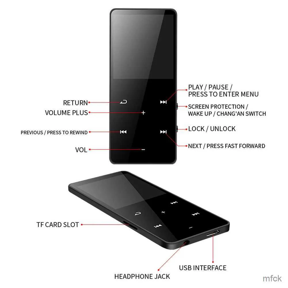 MP3 MP4 Players MP3 MP4 Bluetooth Memória embutida Suporte máximo Cartão 128G Música com tecla sensível ao toque Rádio Fm Reprodução de vídeo E-book walkman