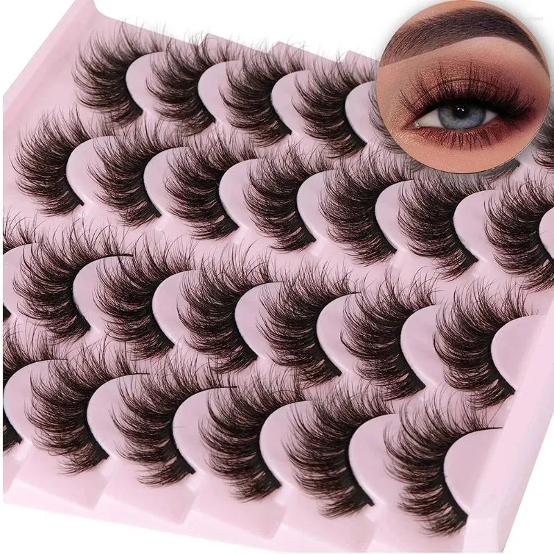 Cílios postiços 14 pares de cílios de vison finos olhos fofos aparência natural 5D volume 16mm pacote falso