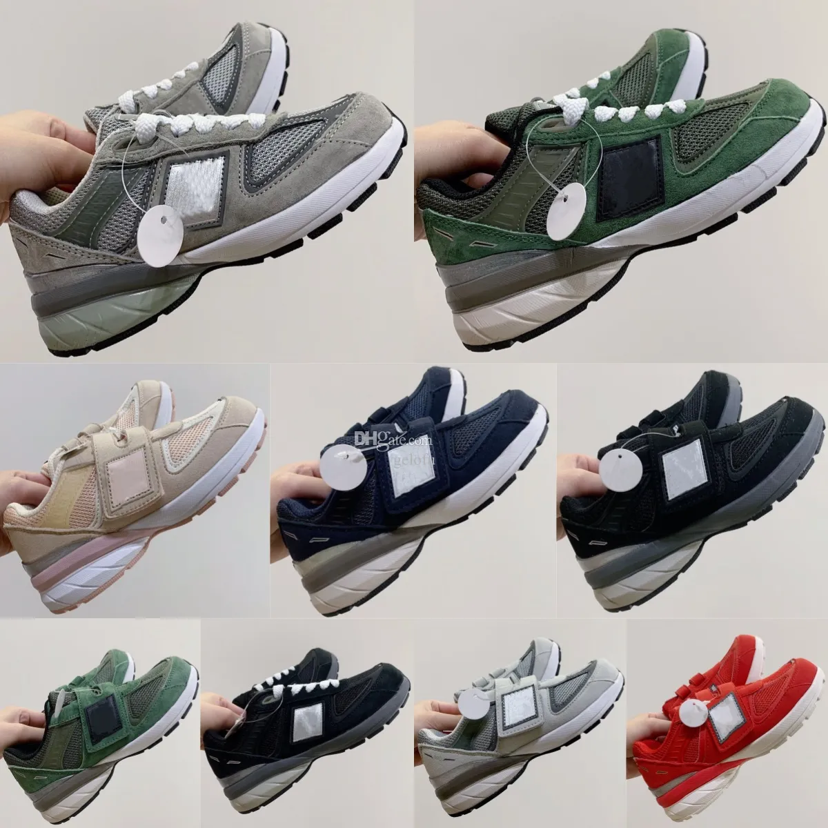 990s Kids Sneakers Designer 990 Criança Sapatos Crianças Casual Meninos Meninas Treinadores Juventude Hook Loop Lace-up Sport Kid Sapato Cinza Vermelho Verde Marinho Preto P f0zC #