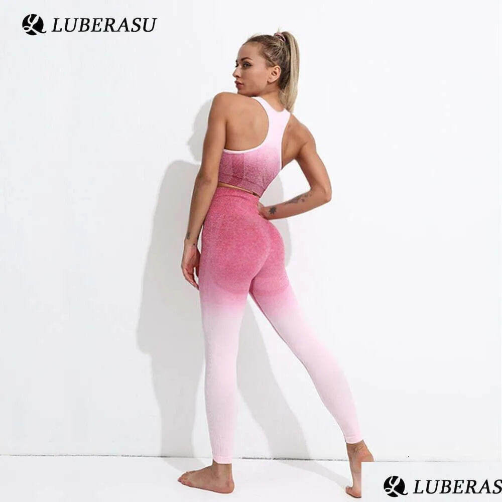 Lu Align Set Dye Seamless Fitness Tie Suit Bar Sports Women Sportswear Workout Clothes For Woman Gym Clothing Athletic Wear Yoga Lemo Dhxen