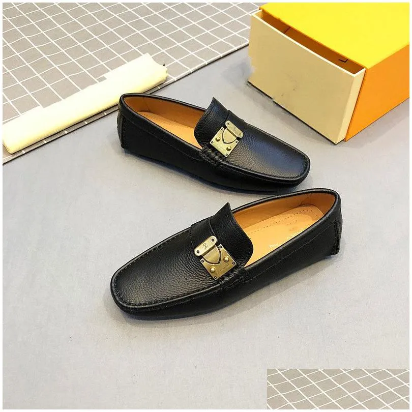 38 Stijl Designer Loafers Heren Schoenen Effen Kleur Mode Zakelijk Casual Bruiloft Klassiek Clogodile Patroon Metalen Jurk Maat Dr Dhip0