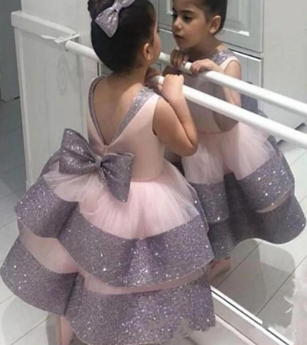 Girl039s robes princesse bébé robe pour fille Tutu robe dos nu paillettes Bow fête 1 an anniversaire baptême enfant en bas âge été1948854