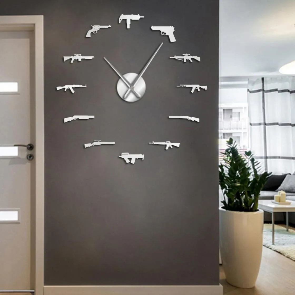 3D Pro Gun Wall Decor Tactical Army Rifle Ammo Variety Weapons Diy Wall Sticker Large Wall Clock Gun Lovers Room Decor 2011856567