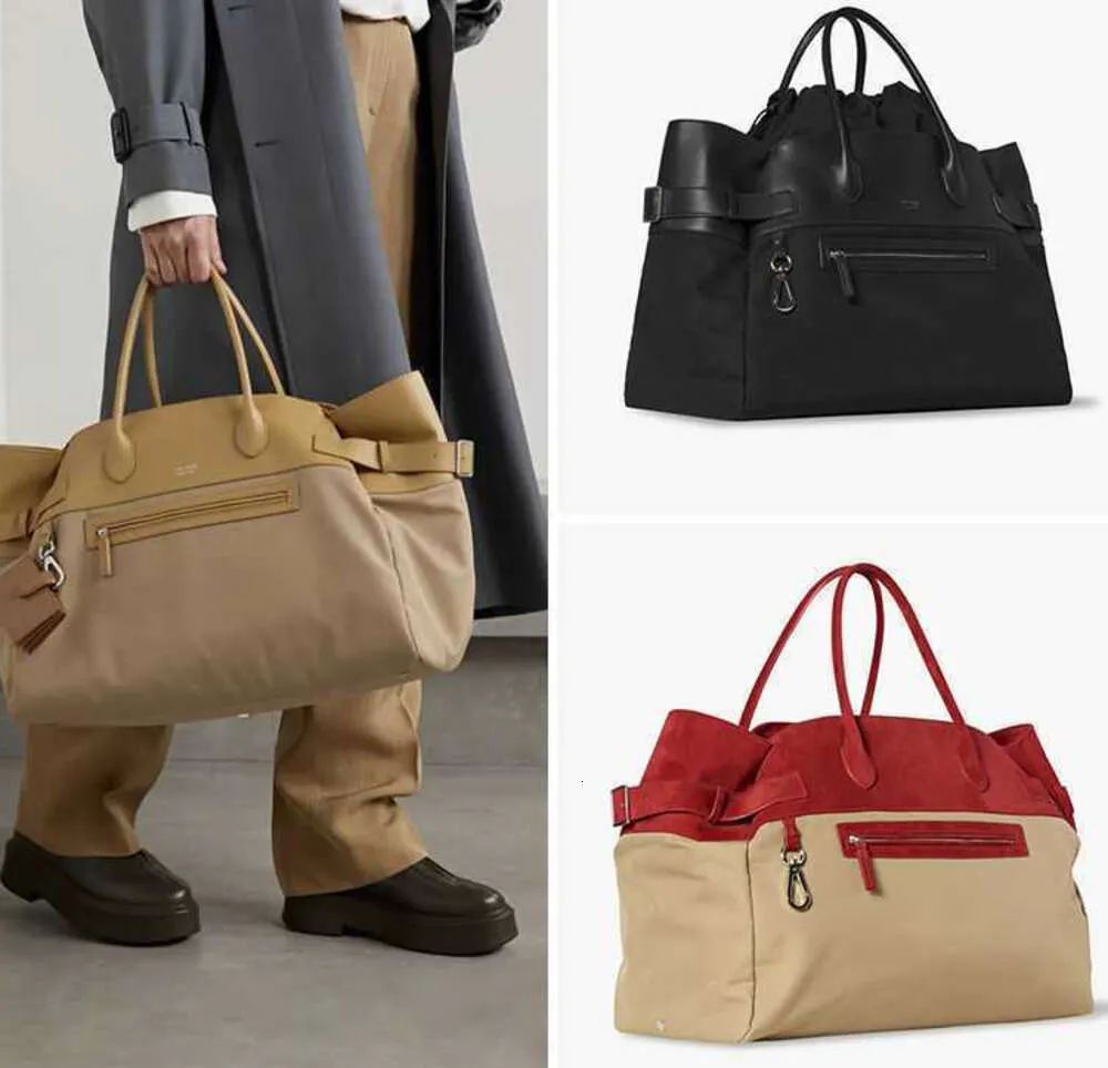 Designer leren tassen Margaux 17 Nylon kraag Grote capaciteit Commuter Veelzijdige handtas Tote Bag Klassieke draagtas THE ROW PNOI T1212