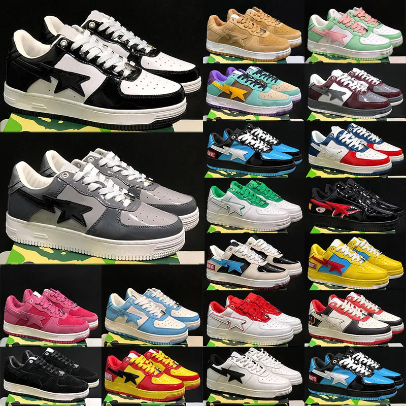 2024 Designer Casual Shoes Low for Mens Womens Sneakers Patent Leather Black White Blue Camouflage Skateboarding Eur36-45
