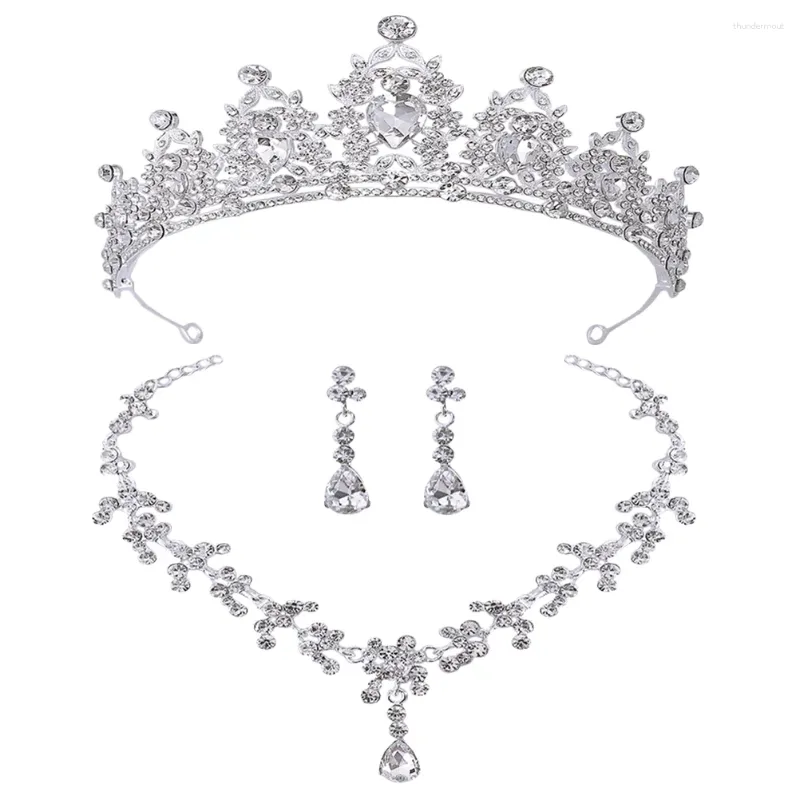 Orecchini di collana set 1 Accessori per matrimoni di gioielli con sposa tiara rinestone