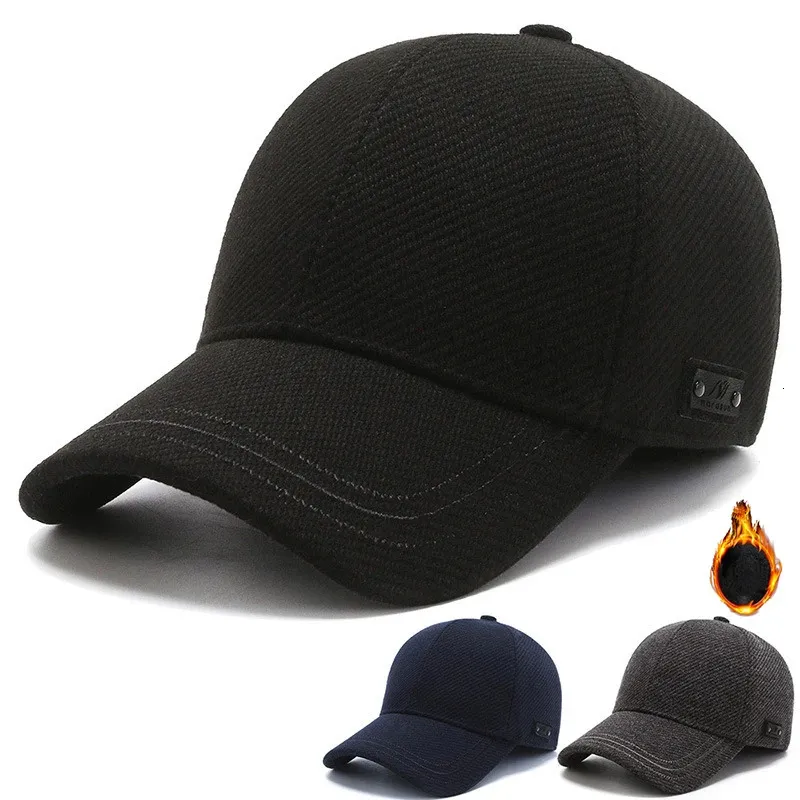 メンズの冬のトレンド暖かい野球帽の中間の屋外の屋外とベルベットが濃くなったイヤーマフ風の耳の保護装置帽子231228