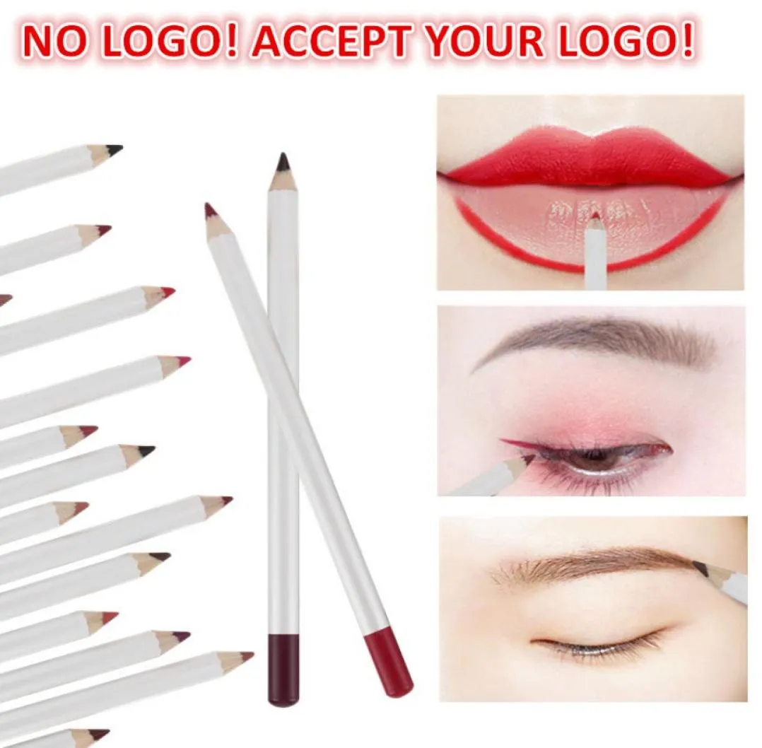 Geen merk Witte lippotloden Langdurige pigmenten Matte Liplinner Waterdicht wenkbrauwpotlood eyeliner Make-up Tool accepteer je logo3761920