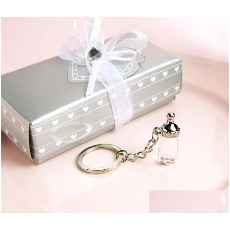 Party Favor New Baby Shower Favor Gifts Baptism Christening Guest Souvenirs Crystal Milk Bottle Keychain Key Ring Za4408 Drop Delivery Dhedg