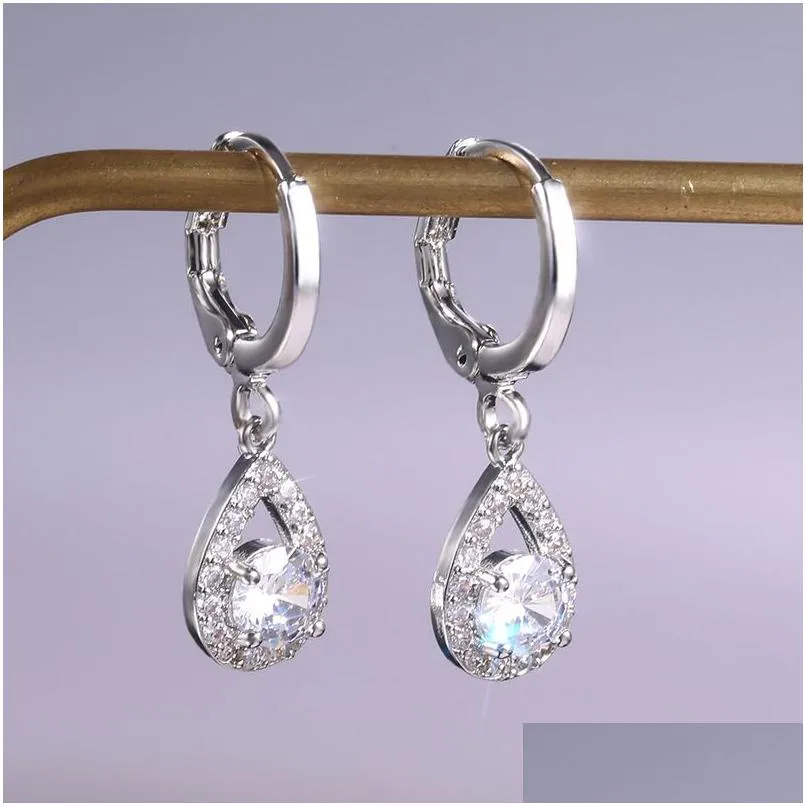 Dangle Kroonluchter Kubieke Zirkonia Dangle Oorbellen Traan Diamant Oorringen Dames Mode-sieraden Will And Sandy Gift Dr Dhgarden Dht8L