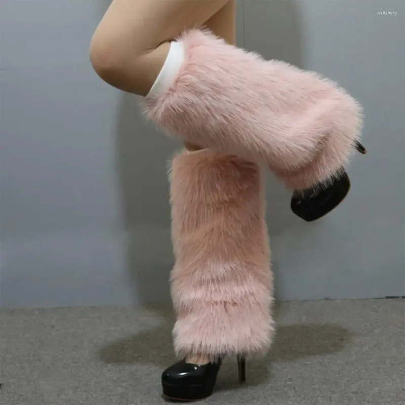 女性ソックスパーティーファッショナブルな女性の模倣毛皮の弾性膝の長さのブーツは冬のためにスタイリッシュ