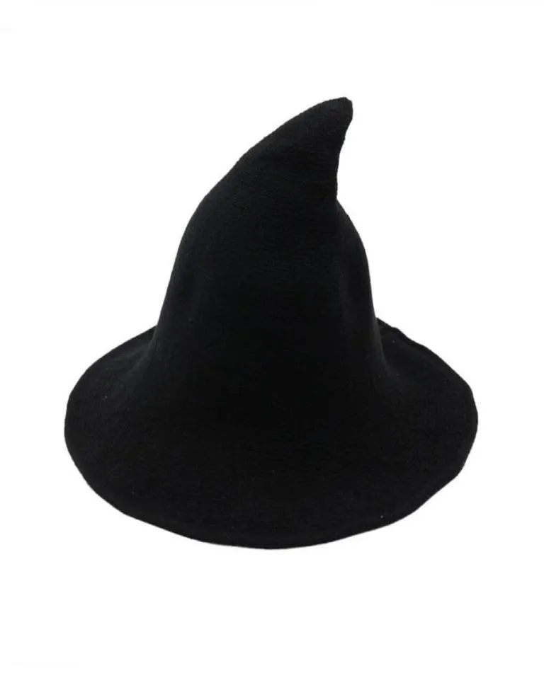 Chapeau de sorcière Diversifié le long de la casquette de laine de mouton tricoter le pêcheur de pêcheur femelle Mode sorcière Point Basin pour Halloween313767309037