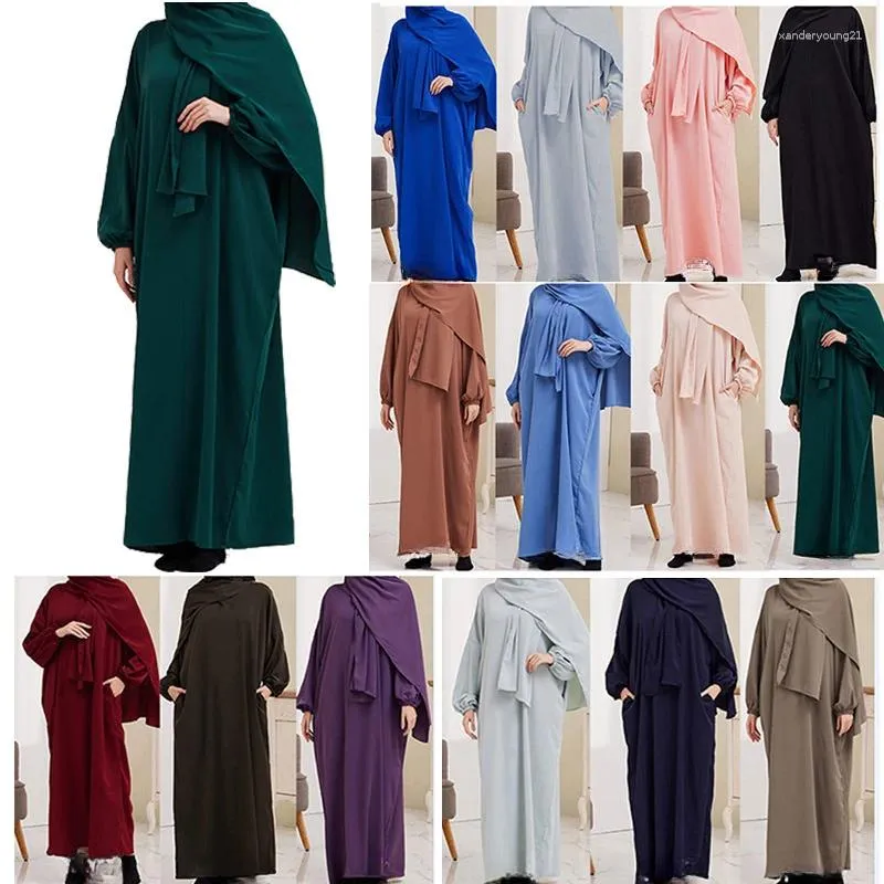 Ropa étnica Medio Oriente Turco Turbante Robe Vestido Ramadán Eid Mujer musulmana Trajes de oración Islámico Abaya Largo Khimar Hijab