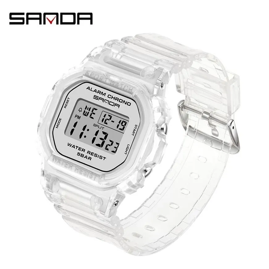 SANDA mode Sport femmes bracelet Transparent LED horloge numérique dames montre électronique Reloj Mujer Relogio Feminino 2009 2012172566