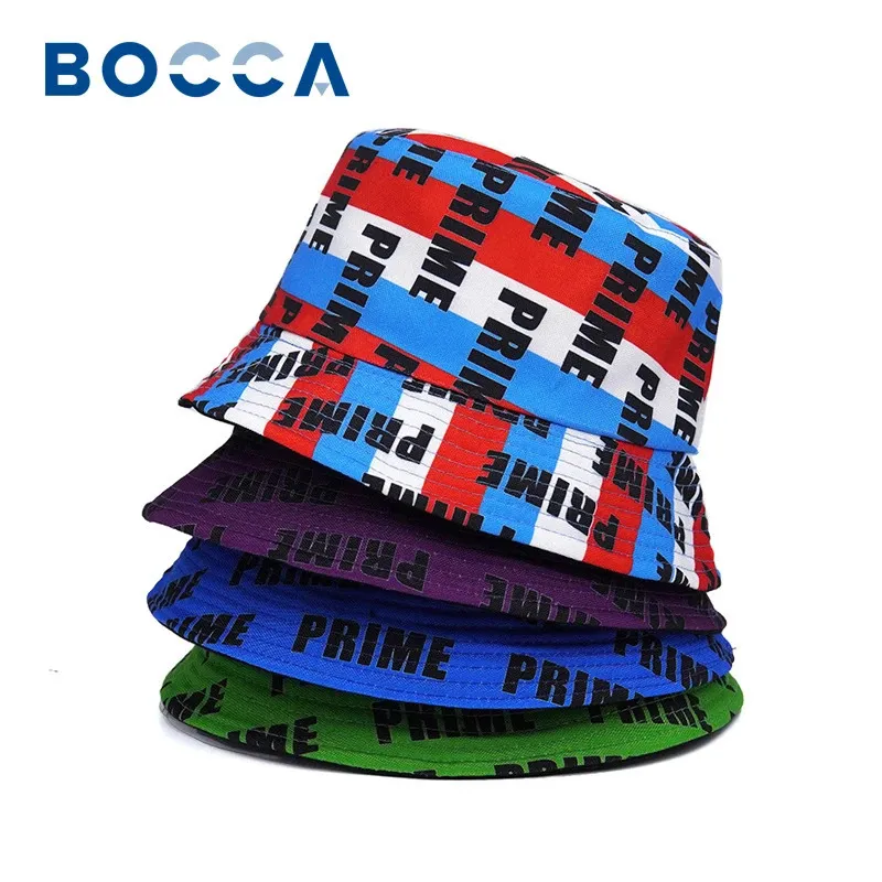 Bocca Letter Print Bucket Hat Panama Fisherman Hats Men Women PRIME Printing Harajuku Summer Outdoor Hip Hop Bob Cap Gorras 231228