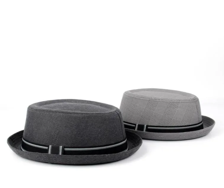 Mode Mannen Fedora Hoed Platte Pork Pie Hoed Voor Gentleman Vader Bowler Porkpie Jazz Grote Maat S M L XL2116970