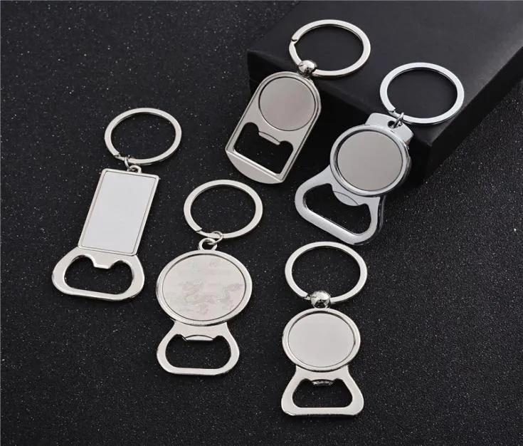 Party Favor SubliMation Blank Beer Bottle Opener Keychain Metal Heat Transfer Corkwrew Key Ring Housion Kitchen Tool DD9956608476
