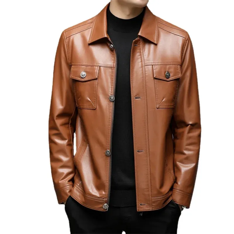 Höst- och vintermäns läderjackor PU Fashion Locomotive Jackets Slim Leather Men's High-kvalitet Casual Jackets S-3XL 231228