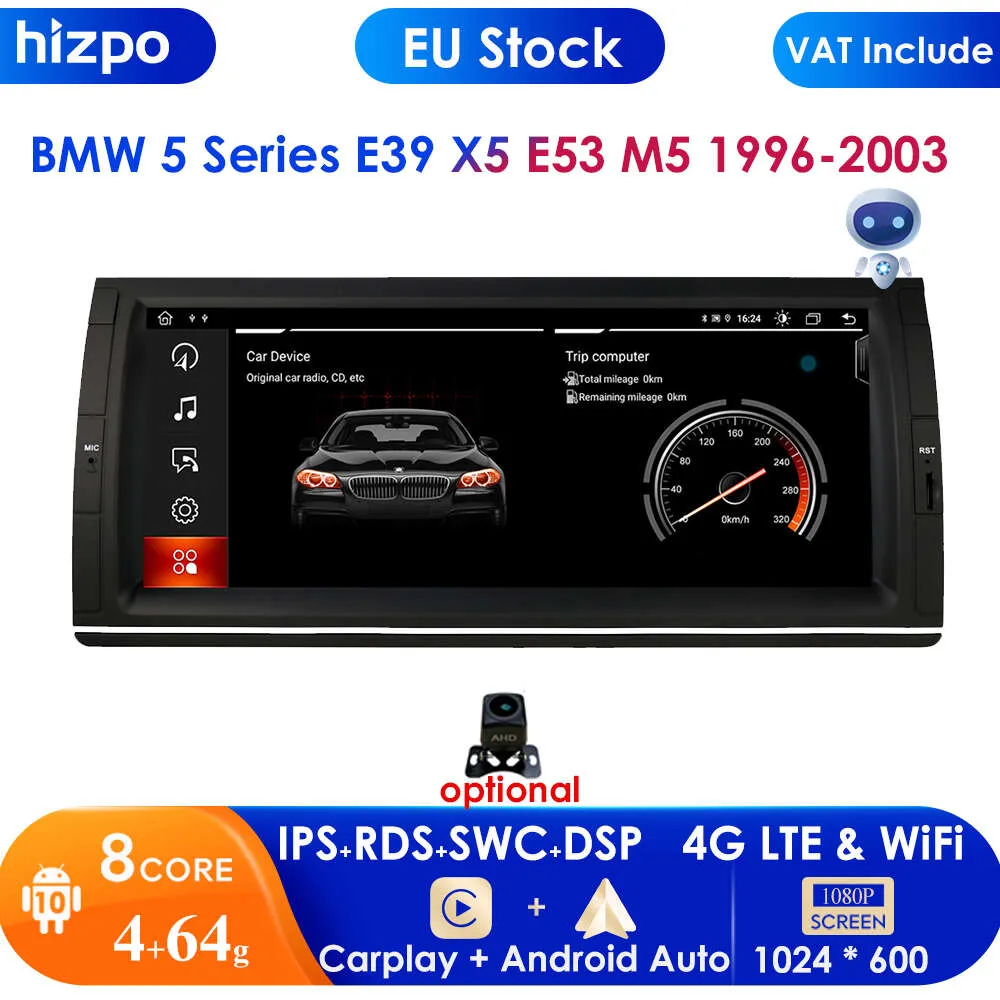 HIZPO Octa Core Android 10 4G 64G DSP lecteur multimédia de voiture GPS Navigation Radio stéréo pour E39 E53 M5 1995-2003 Carplay