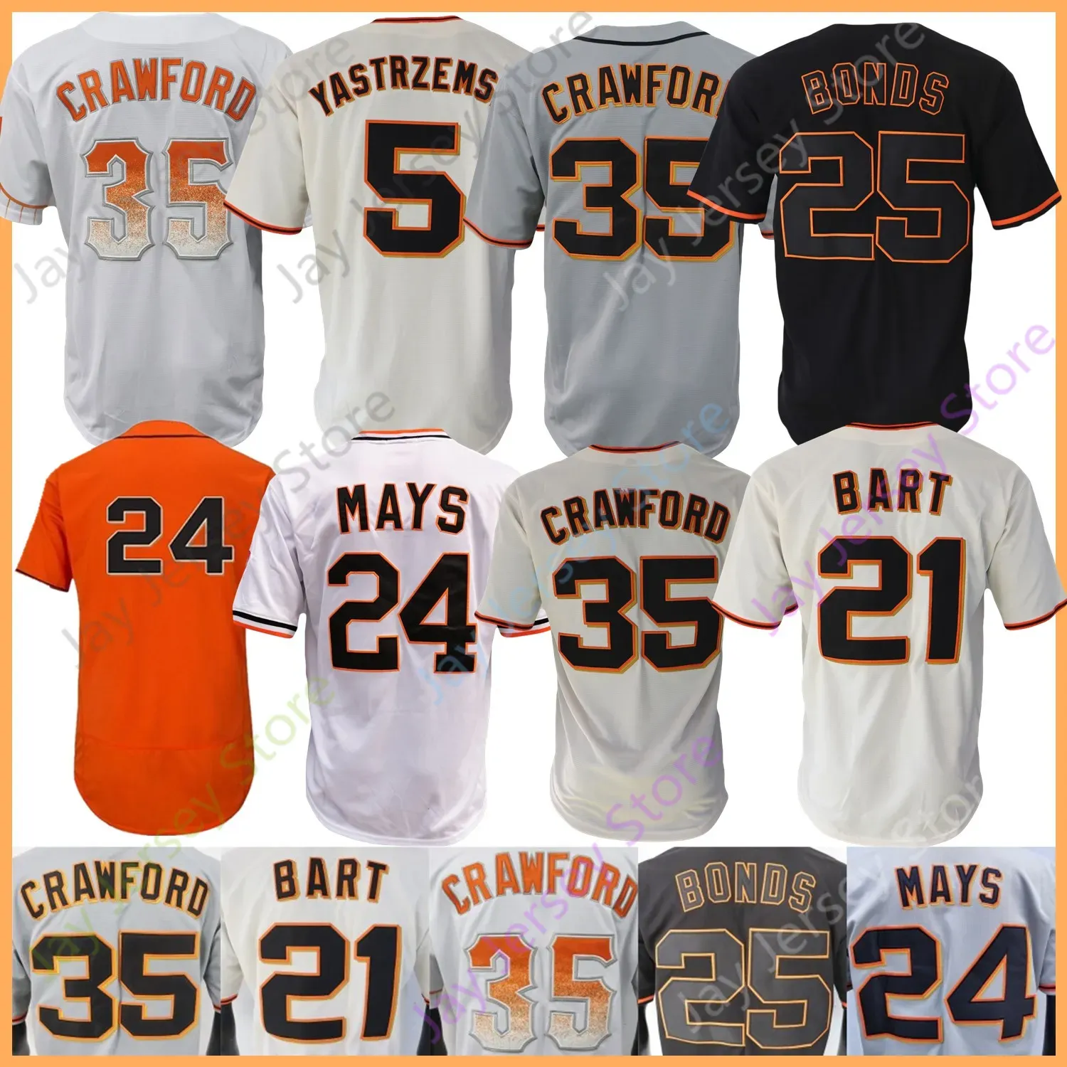 Joey Bart Baseball Jersey Logan Webb Brandon Crawford Joc Pederson Mike Yastrzemski LaMonte Wade Jr. Will Clark Willie Mays Barry Bonds Haniger Jackson Jung-hoo