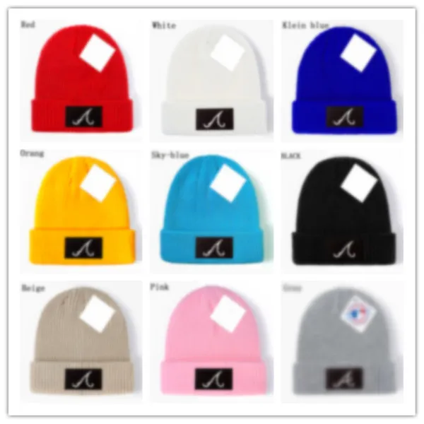 Crânio bonés nova moda inverno atlanta gorro de malha chapéus equipes esportivas beisebol futebol basquete beanies bonés feminino e masculino bonés superiores