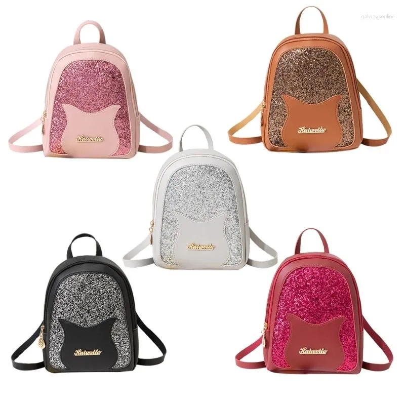 School Bags Girl's Small Backpack Fashion Sequin Shoulder Bag Women Multi-Function Anti-theft Rucksack Mini Dayack