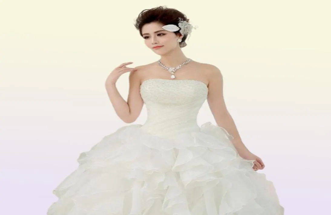 2018 été robes De mariée sans bretelles blanc blanc princesse sans manches mariée robes De bal réel Po robes De Novia2896199