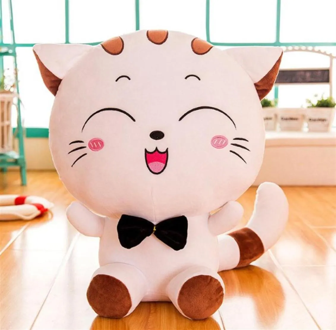 25cm sevimli kawaii kedi ile yay peluş bebek oyuncakları hediye doldurulmuş yumuşak bebek yastık kanepe hediyeler xmas hediye partisi dekor308i3890933