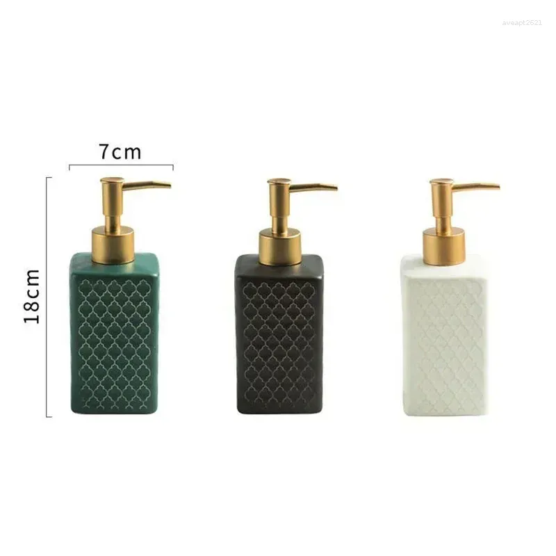 Liquid Soap Dispenser Bathroom Hand Accessories Bottling Moisture Shampoo Sanitizer Press Plaid European Ceramic Portable Gold Bottle