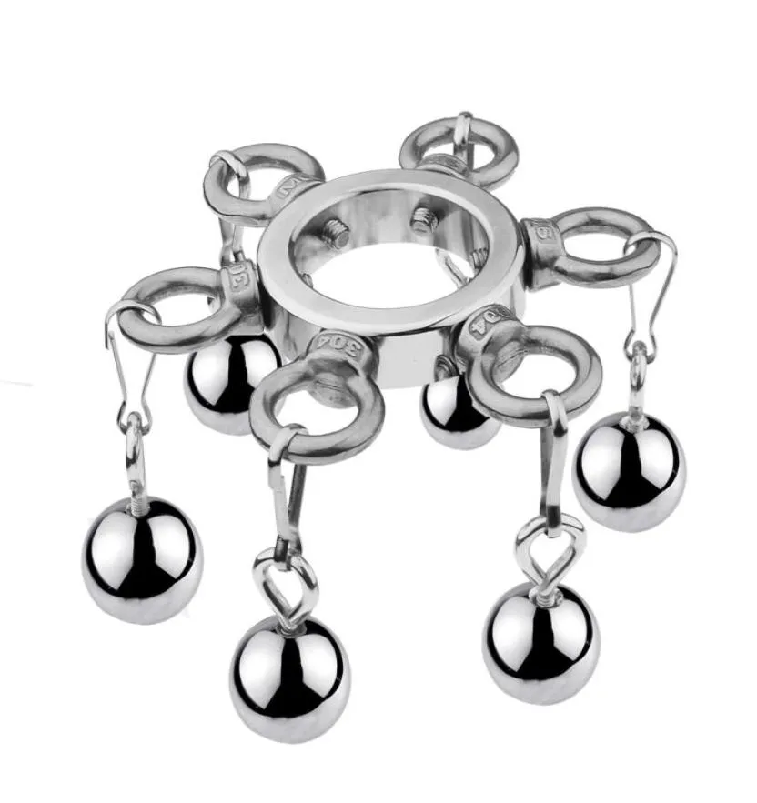 Pénis Lock Cockrings Métal Scrotum Pendentif Ball Stretcher En Acier Inoxydable Poids Cock Ring BDSM Bondage Gear Retenue Sex Toy for7991196