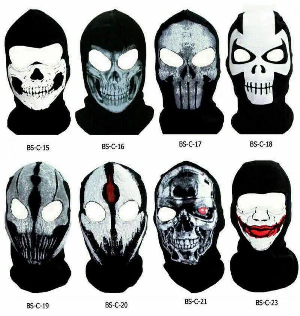 Fietsen Caps Maskers Tactische Ghost Skull Scary Hoofddeksels Bivakmutsen Nekwarmer Kap Winter Thermisch Warm Volgelaatsmasker voor de jacht 5472442