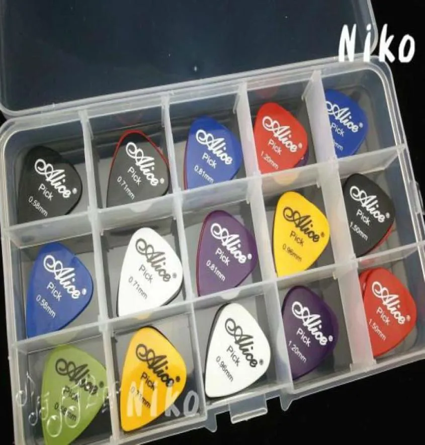 Massor av 200st Alice Acoustic Electric Guitar Picks Bass Plectrums1 Stora plastval Box Case5840978