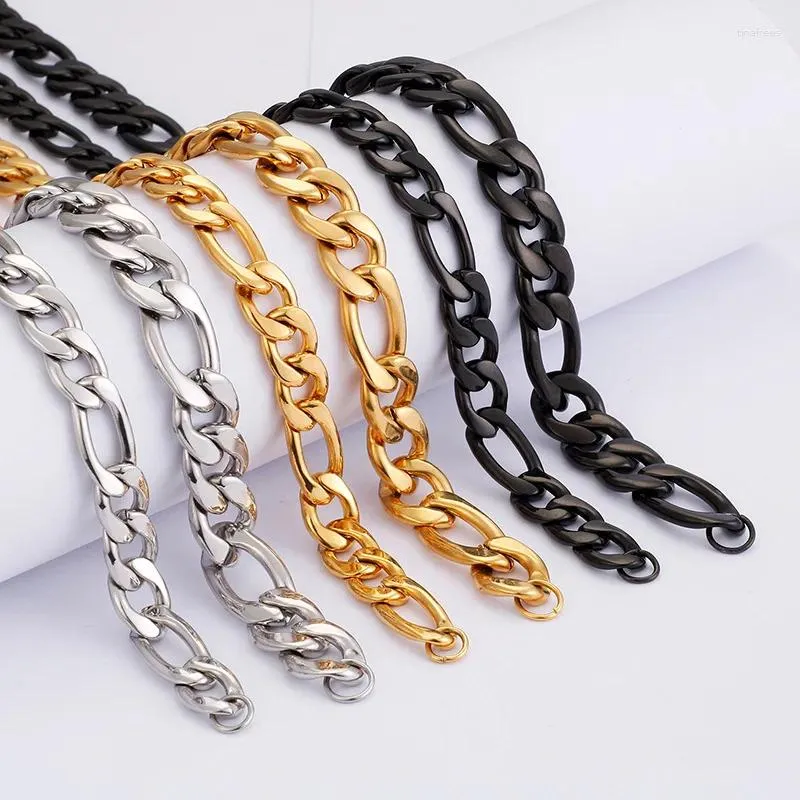 Halskette Ohrringe Set Hip-Hop Cuban Chain Figaro Armband für Männer Frauen 316L Edelstahl Titanmodus Geschenk