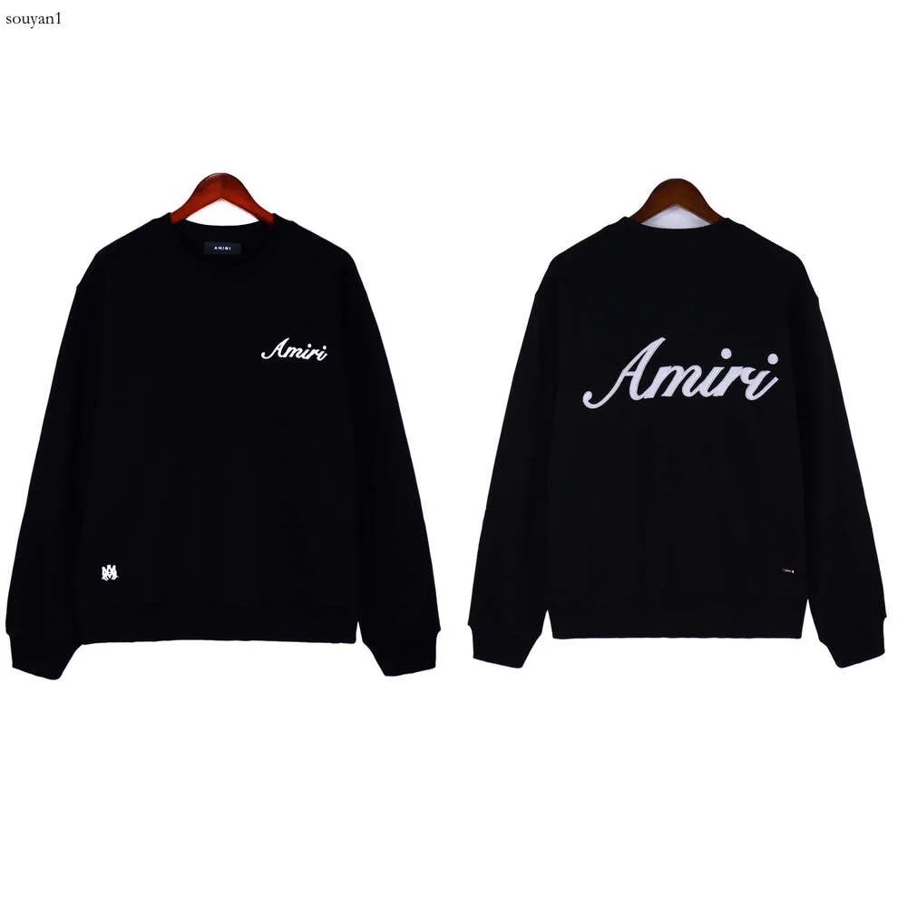 2024 Autumn/Winter New AMI Black Embroidered Round Neck Sweater Unisex Sweater