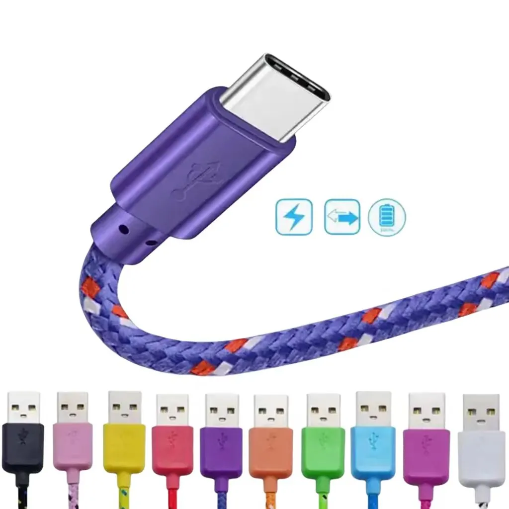 1m 2m 3m nylon snel opladen micro type c usb-kabel voor Androi voor andere oplader kabel gevlochten datakabels nieuwe