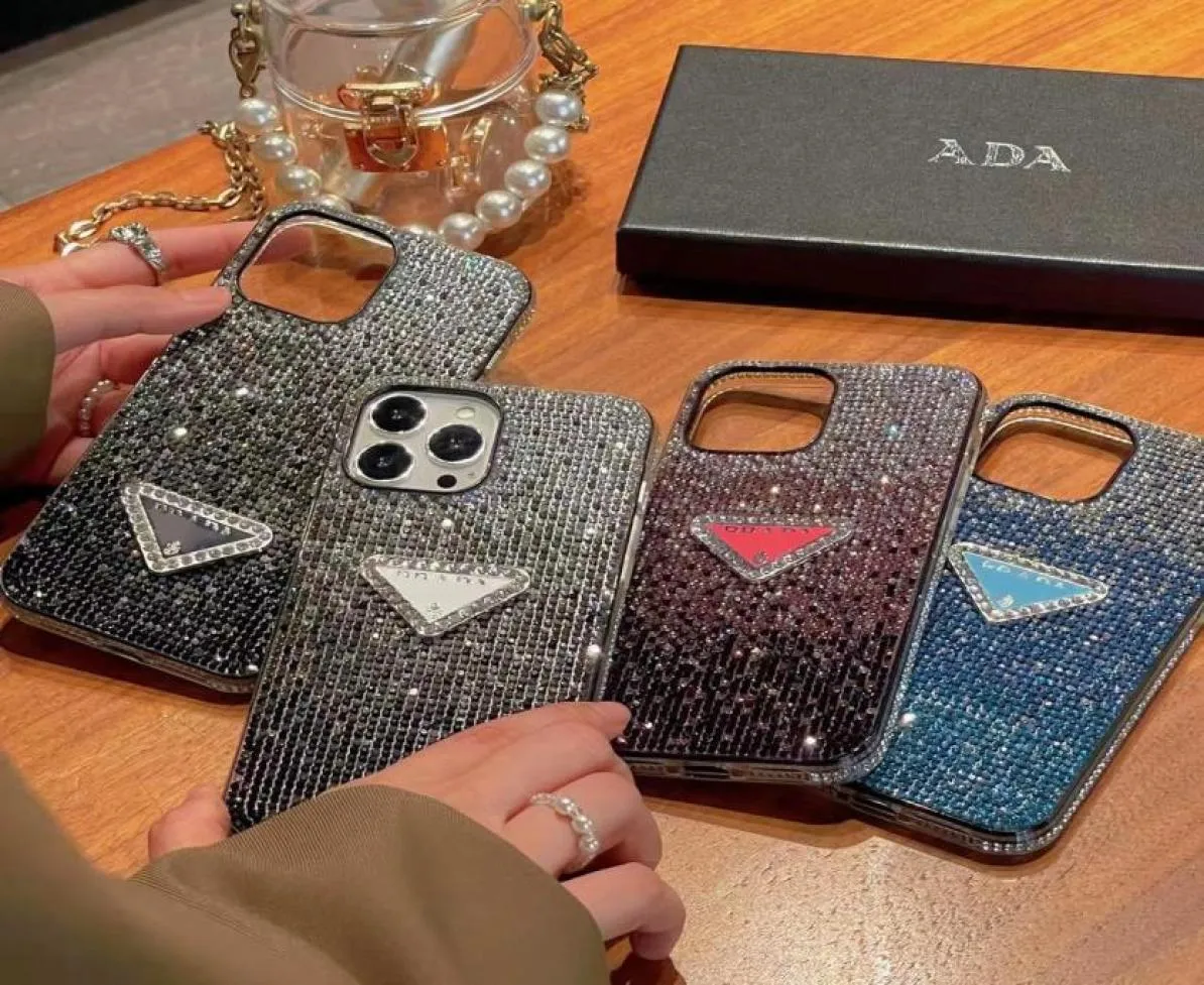 Beautiful Saffiano Rhinestone Phone Cases iPhone 14 13 12 11 Pro Max 14pro 13pro 12pro 11pro X Xs Xr 8 7 Mini Plus Luxury Purse Lo8745793