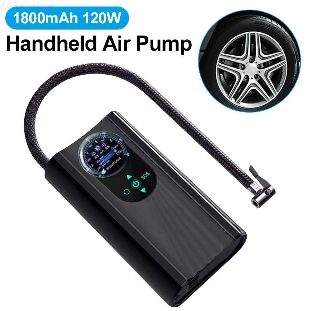 Uppblåsbar pumpbil Air Compressor 120W 12V Air Pump Portable Tire Inflator Electric Motorcykelpump för bilmotorcyklar Cykler Inflatablel231228