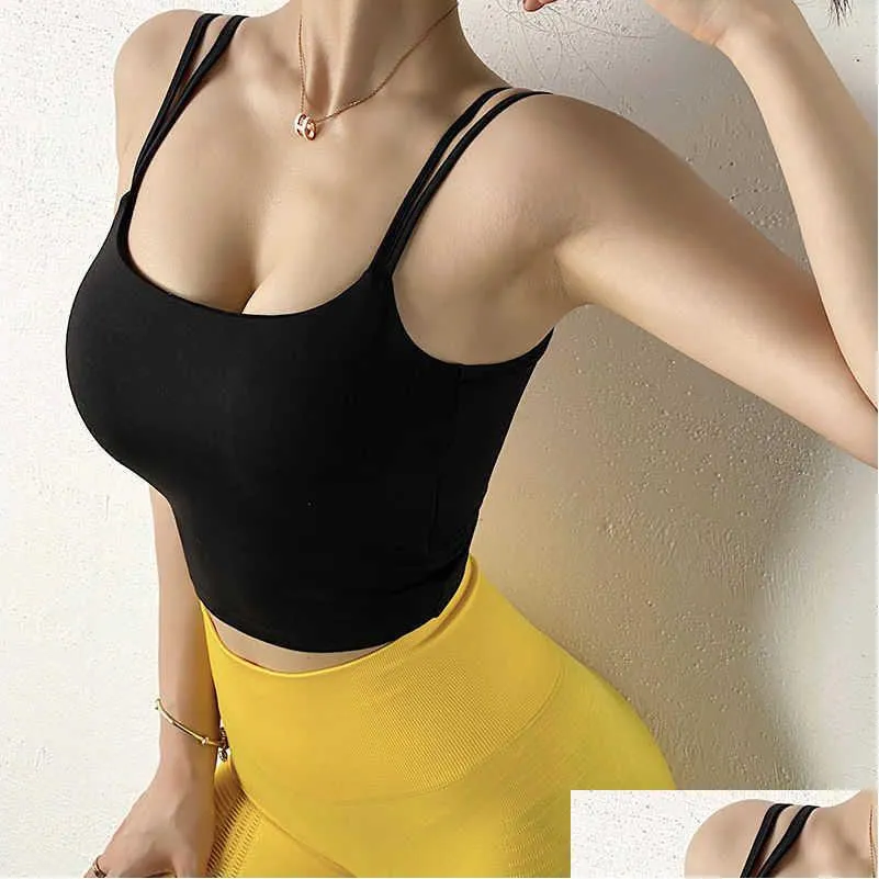 Mujeres Y Sujetador deportivo Transpirable Correr Crop Top Fitness Ropa Yoga Gimnasio Acolchado Súper Deportes Alto Impacto Tops Drop Entrega Dhh91