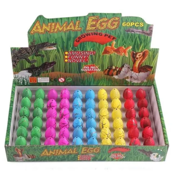 Novelty Game Toy 60 Pack Dinosaur Eggs Toys Hatching Dino Egg Grow In Water Crack med olika färgpool Games Water Fun7776603