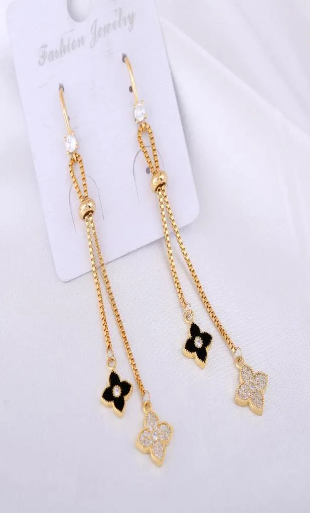 Stud oyb Long Chain Tassel Clover Pending Pending Pendings Corea Women Classic Ear Hook Jewelry Fashion Earring4923243