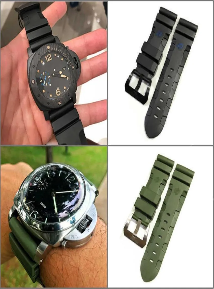 Panerai Luminor PAM 441 소프트 천연 고무 실리콘 24 26mm 시계 액세서리 시계 팔찌 맨 핀 버클 스트랩 H3062112의 시계