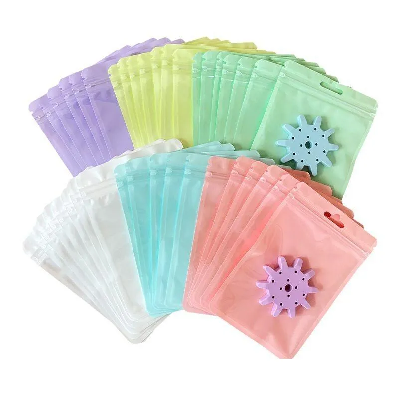 Sacos de embalagem Aron Color Self Seal Bag Um Lado Transparente Selagem Holográfica Sacos Plásticos Jóias Embalagem Doces Presente Lx5167 Drop D DHMX3