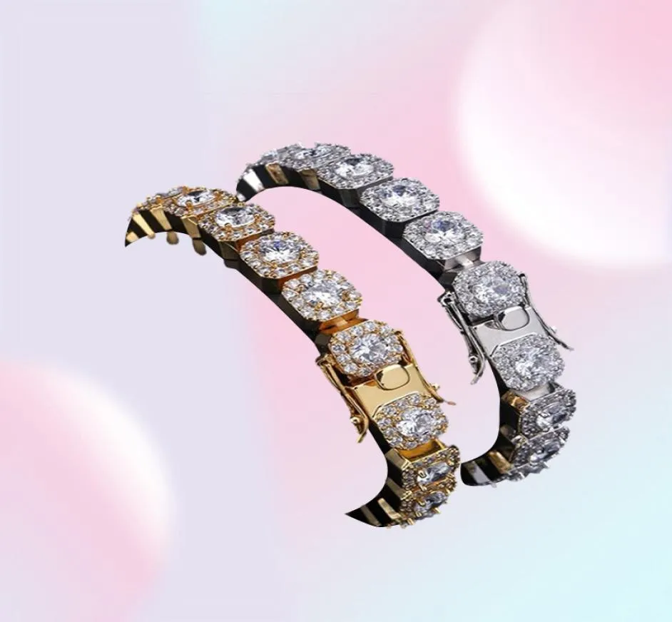 Pulseira de tênis de diamante para amor Designer de luxo Hip Hop Jewelry Mens Bracelets de ouro Bling Bangle Iced Out Chain Charms Rapper AC8696519